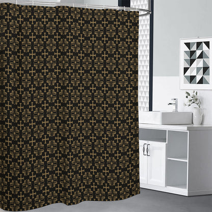 Black And Beige Orthodox Pattern Print Premium Shower Curtain