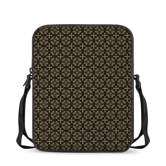 Black And Beige Orthodox Pattern Print Rectangular Crossbody Bag