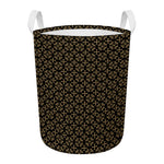 Black And Beige Orthodox Pattern Print Round Laundry Basket