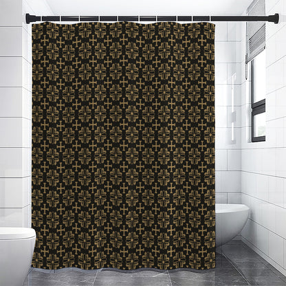Black And Beige Orthodox Pattern Print Shower Curtain