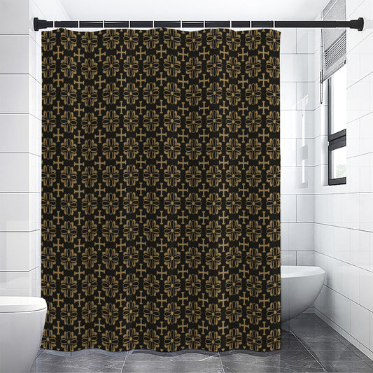 Black And Beige Orthodox Pattern Print Shower Curtain