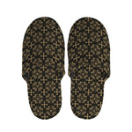 Black And Beige Orthodox Pattern Print Slippers