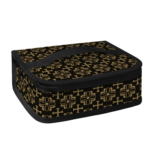 Black And Beige Orthodox Pattern Print Small Lunch Bag
