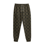 Black And Beige Orthodox Pattern Print Sweatpants