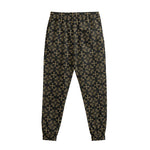 Black And Beige Orthodox Pattern Print Sweatpants