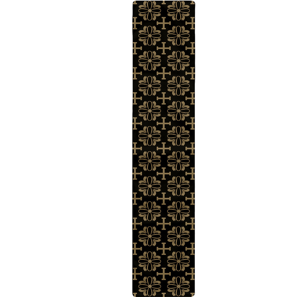 Black And Beige Orthodox Pattern Print Table Runner