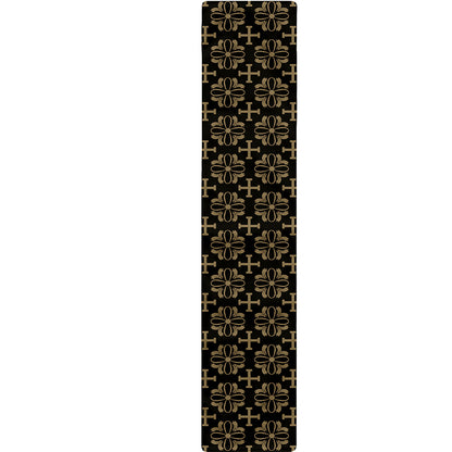 Black And Beige Orthodox Pattern Print Table Runner