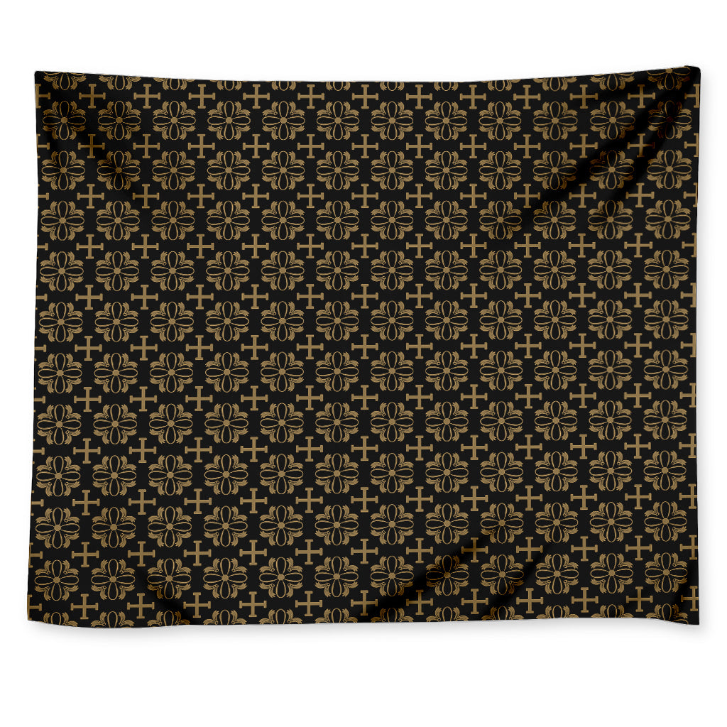 Black And Beige Orthodox Pattern Print Tapestry