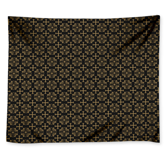 Black And Beige Orthodox Pattern Print Tapestry