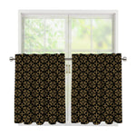 Black And Beige Orthodox Pattern Print Tier Curtains