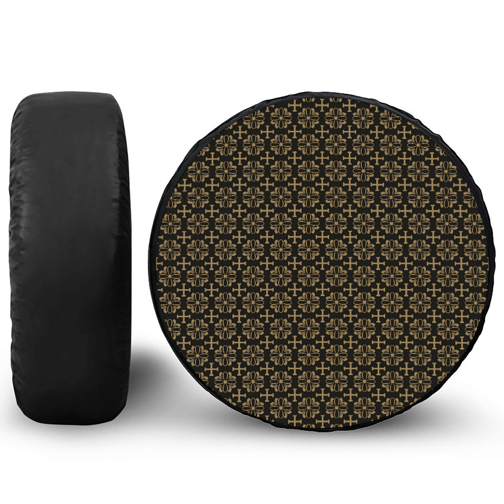 Black And Beige Orthodox Pattern Print Tire Cover