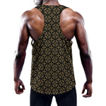 Black And Beige Orthodox Pattern Print Training Tank Top