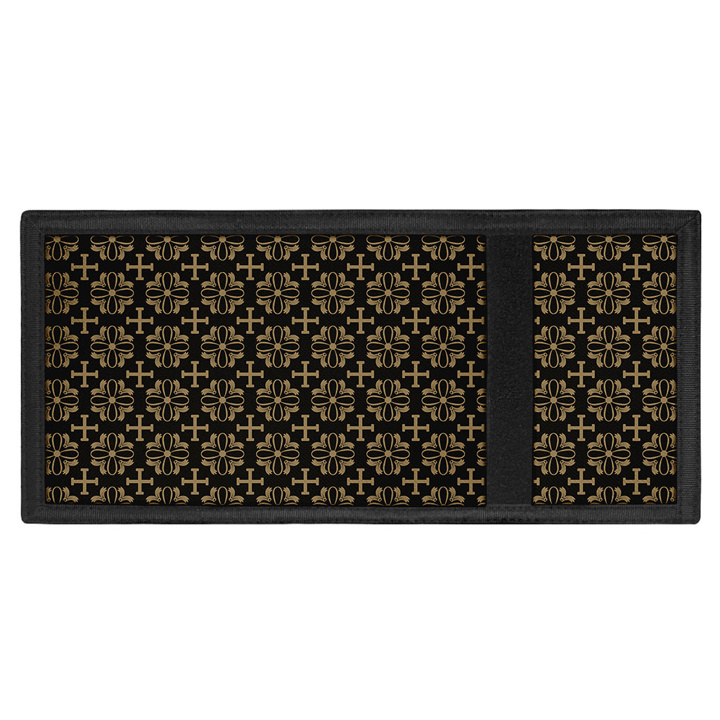 Black And Beige Orthodox Pattern Print Trifold Wallet