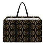 Black And Beige Orthodox Pattern Print Utility Tote Bag