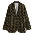 Black And Beige Orthodox Pattern Print Women's Cotton Blazer