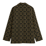 Black And Beige Orthodox Pattern Print Women's Cotton Blazer
