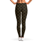 Black And Beige Orthodox Pattern Print Women's Leggings