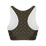Black And Beige Orthodox Pattern Print Women's Sports Bra