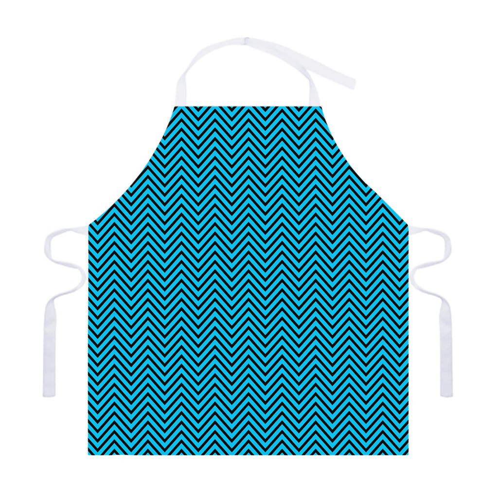 Black And Blue Chevron Pattern Print Adjustable Apron