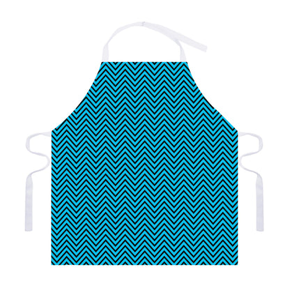 Black And Blue Chevron Pattern Print Adjustable Apron