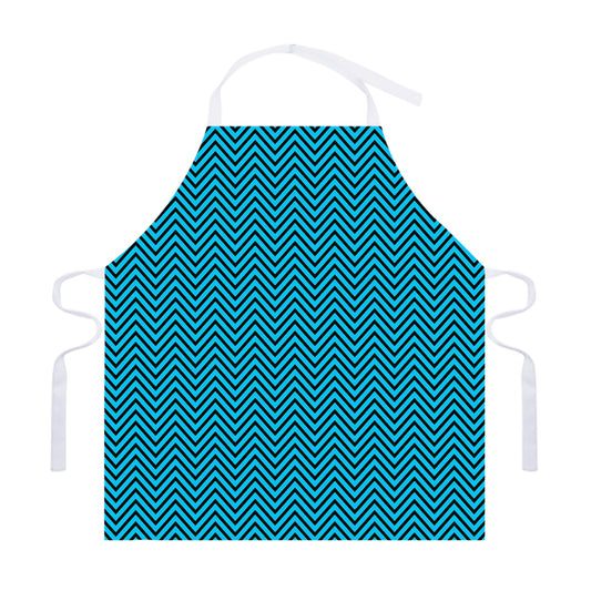 Black And Blue Chevron Pattern Print Adjustable Apron