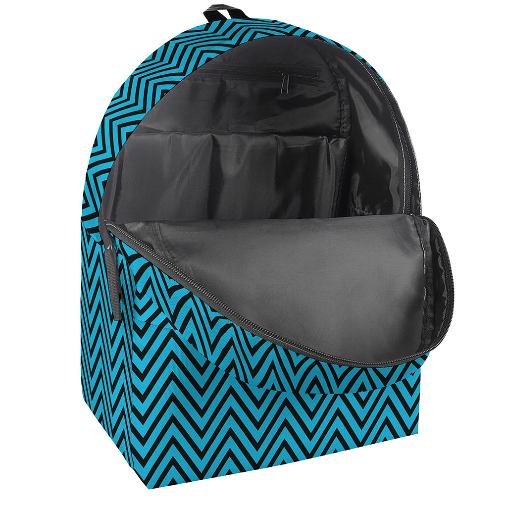 Black And Blue Chevron Pattern Print Backpack