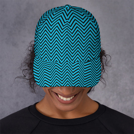 Black And Blue Chevron Pattern Print Baseball Cap