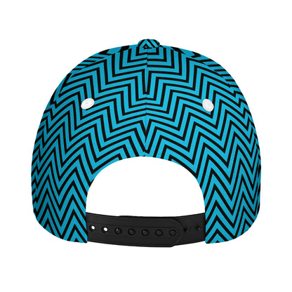 Black And Blue Chevron Pattern Print Baseball Cap