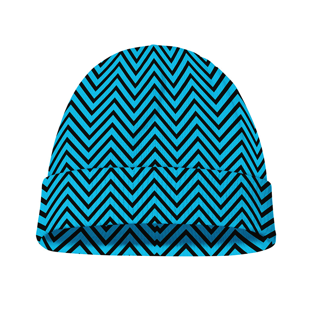 Black And Blue Chevron Pattern Print Beanie