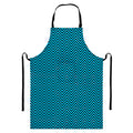 Black And Blue Chevron Pattern Print Bib Apron With Pocket