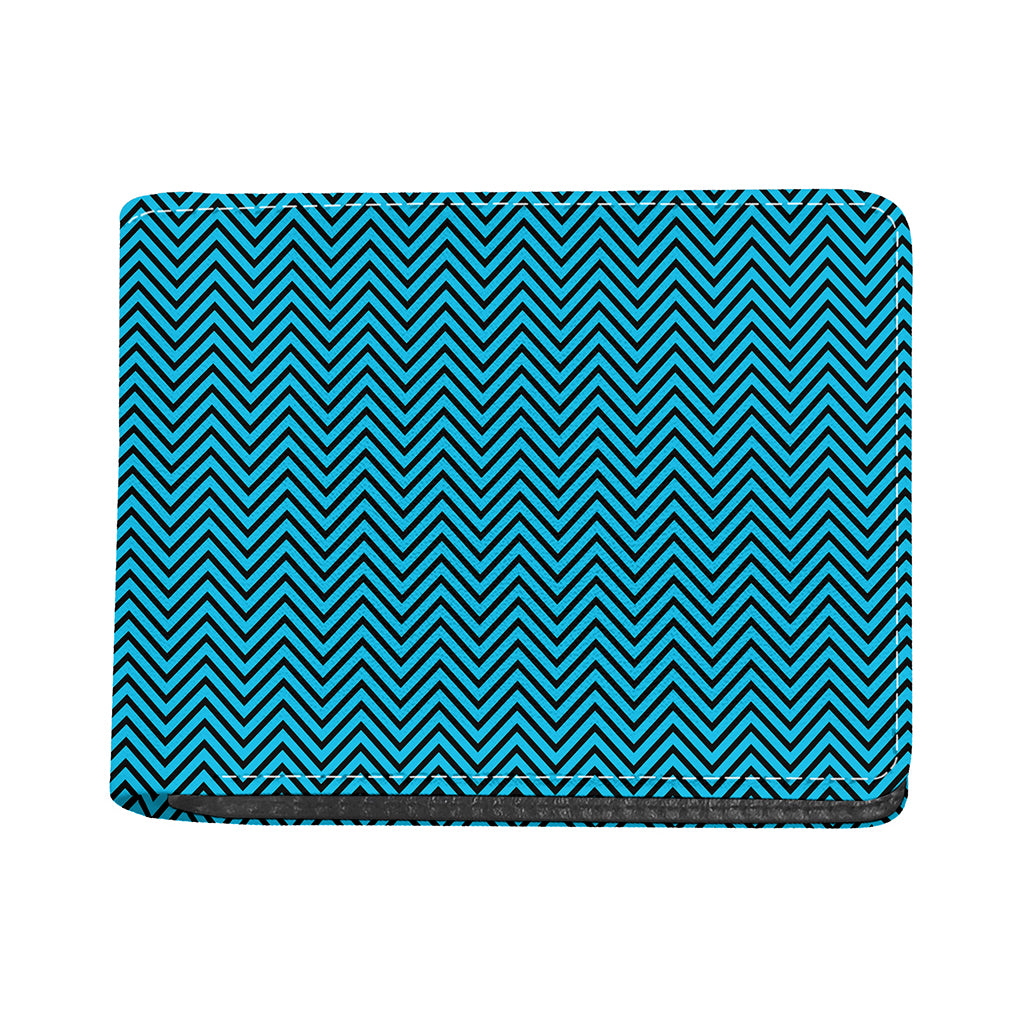 Black And Blue Chevron Pattern Print Bifold Wallet