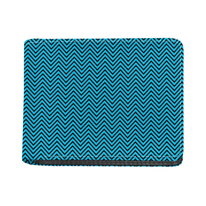 Black And Blue Chevron Pattern Print Bifold Wallet