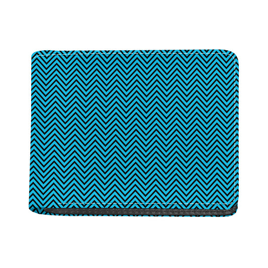 Black And Blue Chevron Pattern Print Bifold Wallet