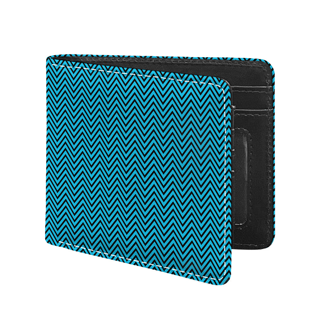 Black And Blue Chevron Pattern Print Bifold Wallet
