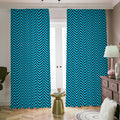 Black And Blue Chevron Pattern Print Dimout Pencil Pleat Curtains