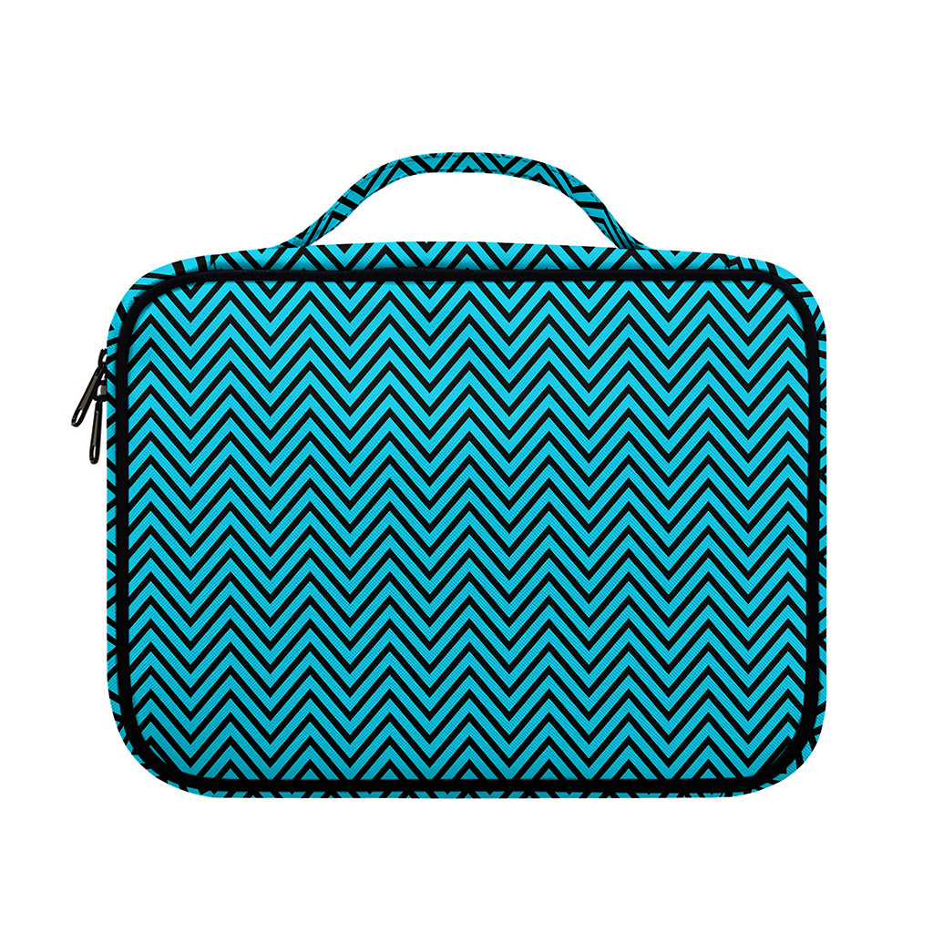 Black And Blue Chevron Pattern Print Briefcase Bible Bag