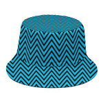 Black And Blue Chevron Pattern Print Bucket Hat