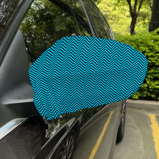 Black And Blue Chevron Pattern Print Car Side Mirror Covers