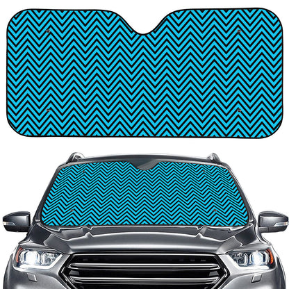 Black And Blue Chevron Pattern Print Car Windshield Sun Shade