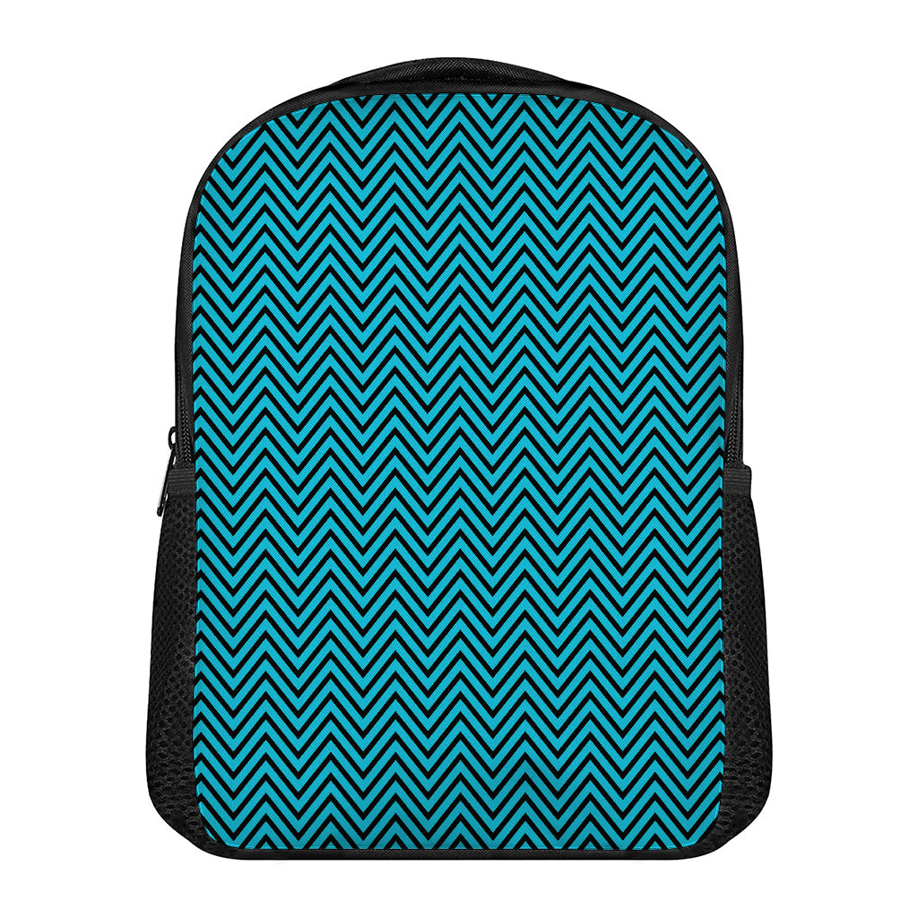 Black And Blue Chevron Pattern Print Casual Backpack