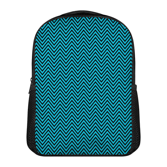 Black And Blue Chevron Pattern Print Casual Backpack