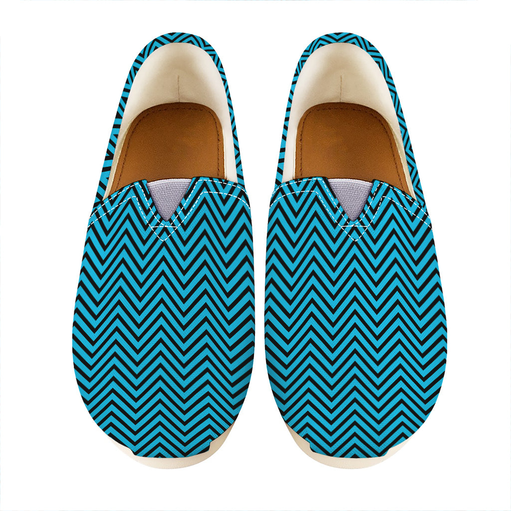 Black And Blue Chevron Pattern Print Casual Shoes