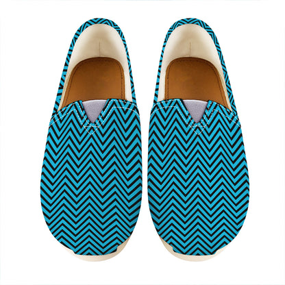 Black And Blue Chevron Pattern Print Casual Shoes