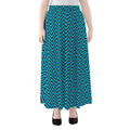 Black And Blue Chevron Pattern Print Chiffon Maxi Skirt
