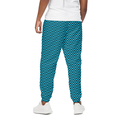Black And Blue Chevron Pattern Print Cotton Pants