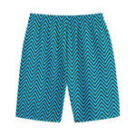 Black And Blue Chevron Pattern Print Cotton Shorts