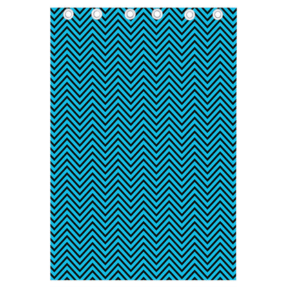 Black And Blue Chevron Pattern Print Curtain