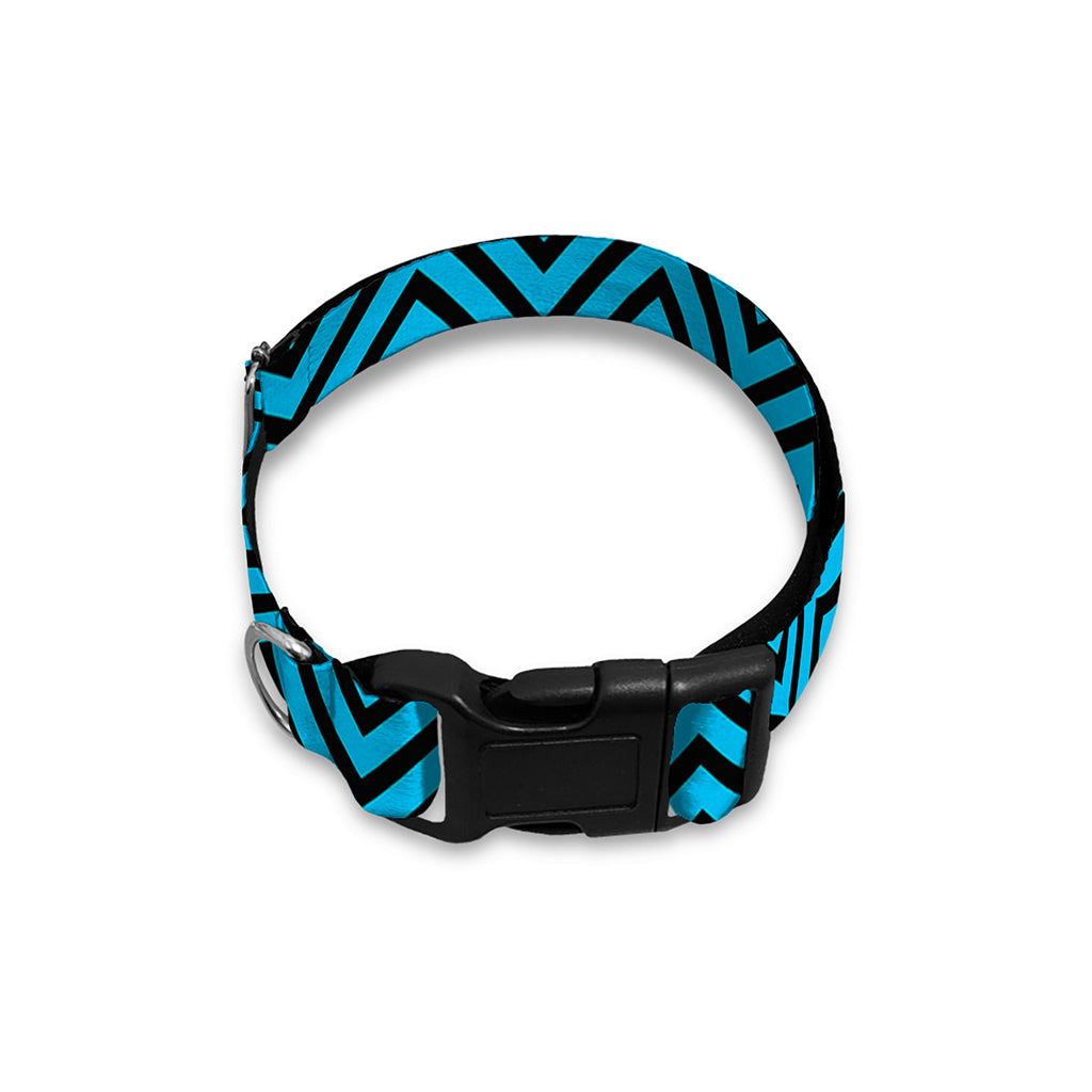 Black And Blue Chevron Pattern Print Dog Collar
