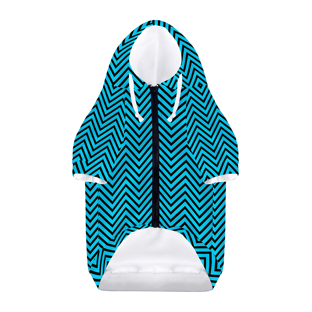 Black And Blue Chevron Pattern Print Dog Zip Up Hoodie