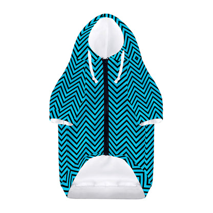 Black And Blue Chevron Pattern Print Dog Zip Up Hoodie